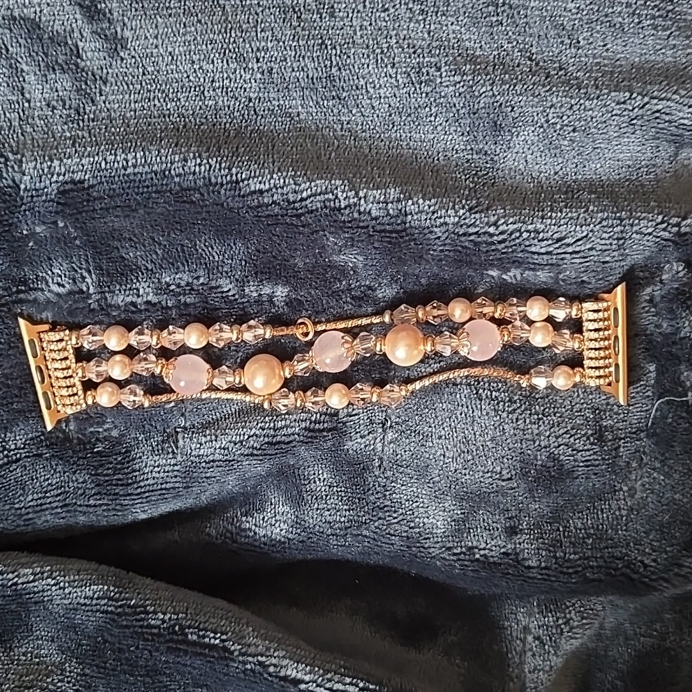 Beaded Apple Watch Band Pink & Rose Gold